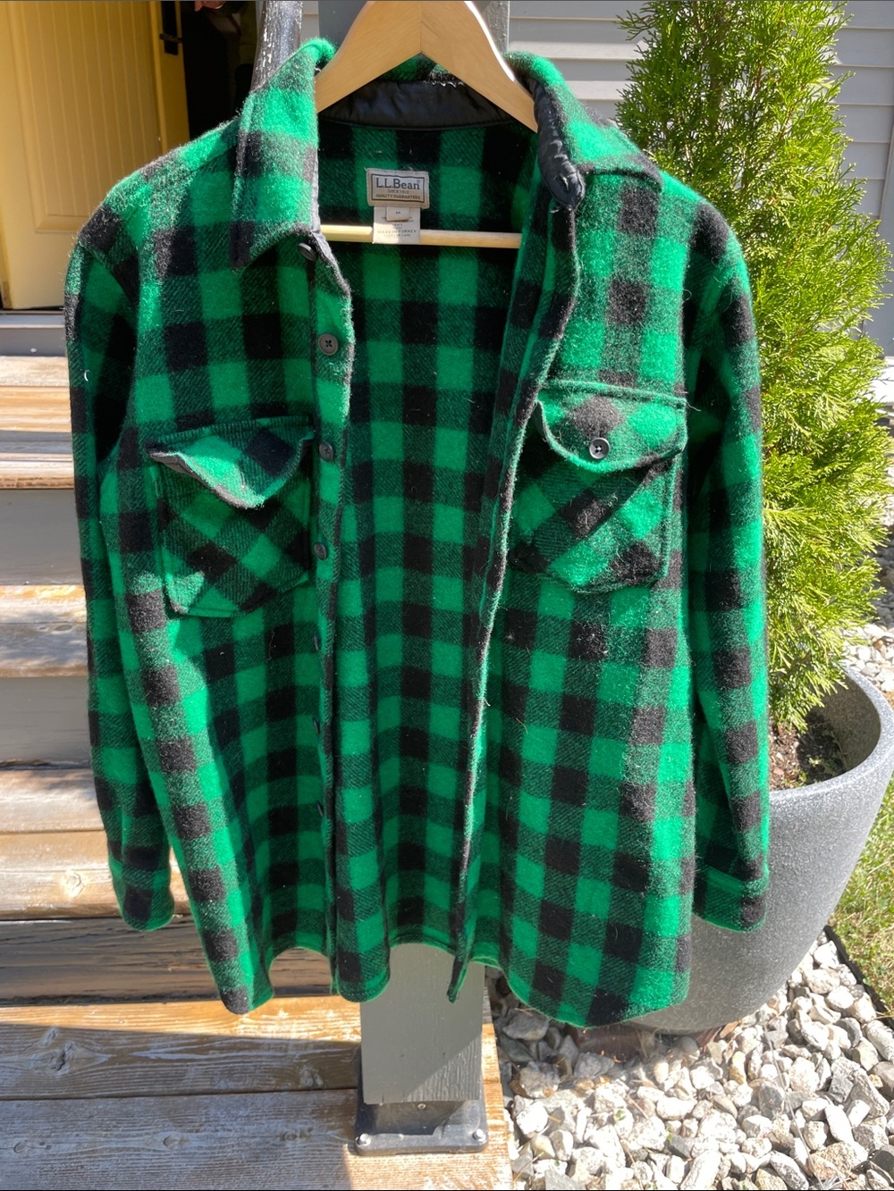 L.L. Bean Vintage Wool Green and Black Buffalo Plaid Shirt Jacket